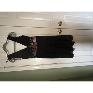 DKNY Silk LBD with Vibrant Floral Embroidery - Size 6